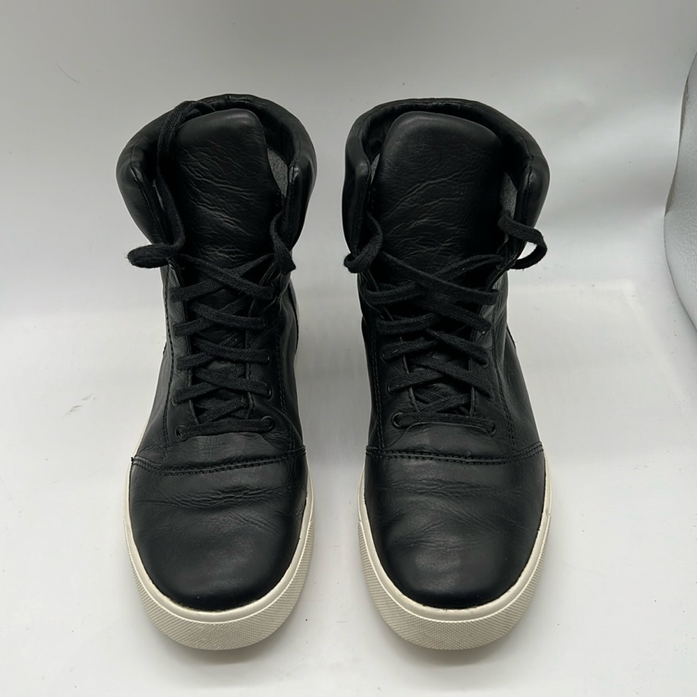 Womens Vince Black Leather Lace up High Top Sneaker US 7.5 / EUR 38